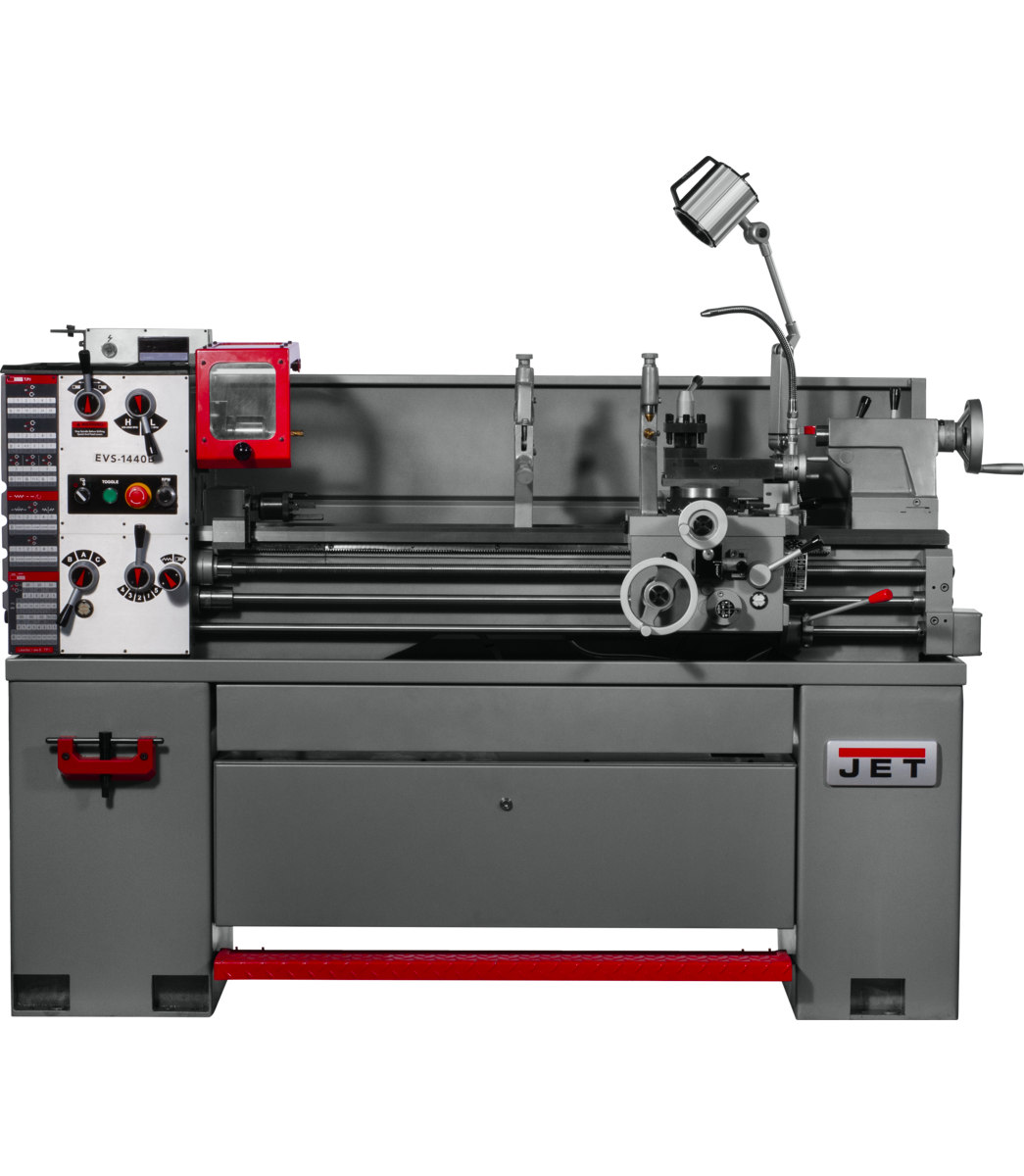 2289c25c011744af72e5a9a9fc04652949e6fc5c_311442_main.png Jet EVS-1440 Electronic Variable Speed lathe with Collet Closer, 3HP 311442 - Image 1