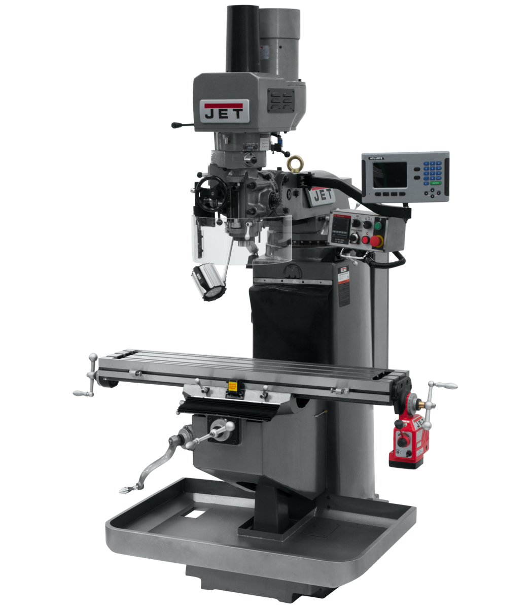 690531_main.png Jet JTM-949EVS Mill With 3-Axis Acu-Rite 203 DRO (Quill) With X-Axis Powerfeed and Air Powered Draw Bar 690531 - Image 1