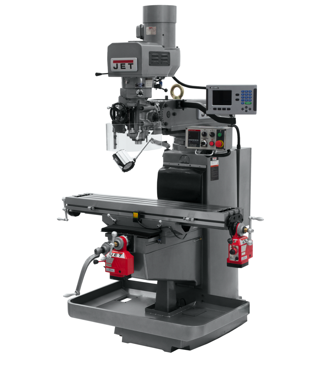 8c05ded1ecb8741a3e0d4e1c2c269de962b1333e_690626_main.png Jet JTM-1050EVS2/230 Mill With 3-Axis Acu-Rite 203 DRO (Knee) With X and Y-Axis Powerfeeds 690626 - Image 1