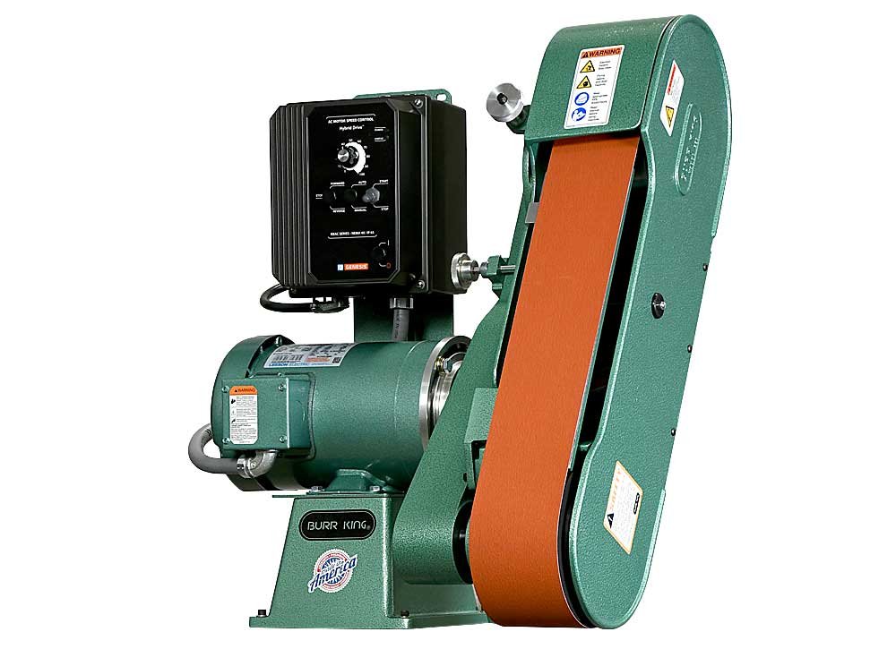 97110-machine-only Burr King 4” x 60” Two Wheel 960-400 Variable Speed 1.5 HP 120V Single Phase Belt Grinder 97110 - Image 1