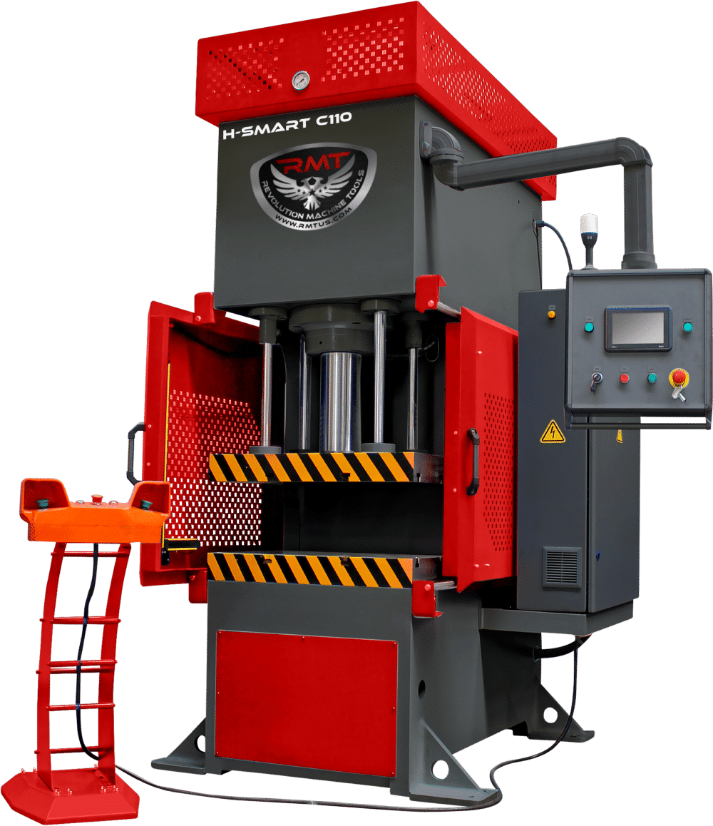H-SMART-C110_2-Labeled-e1604347591658_0 Revolution Machine Tools 15HP 110 Ton C-Frame Hydraulic Deep Drawing Press H-SMART C110 - Image 1