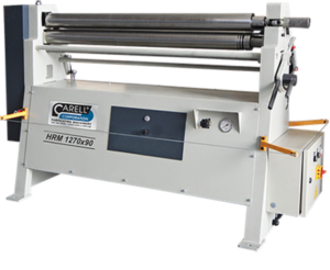 Carell Industrial HRM Series 4’ x 12Ga 230V Three Phase 3-Roll Hydraulic Initial-Pinch Plate Roll 1270x90