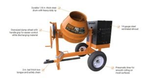 7 Cu Ft Concrete Mixer | Brave | Steel Drum | Honda Gas | Towable - Image 2