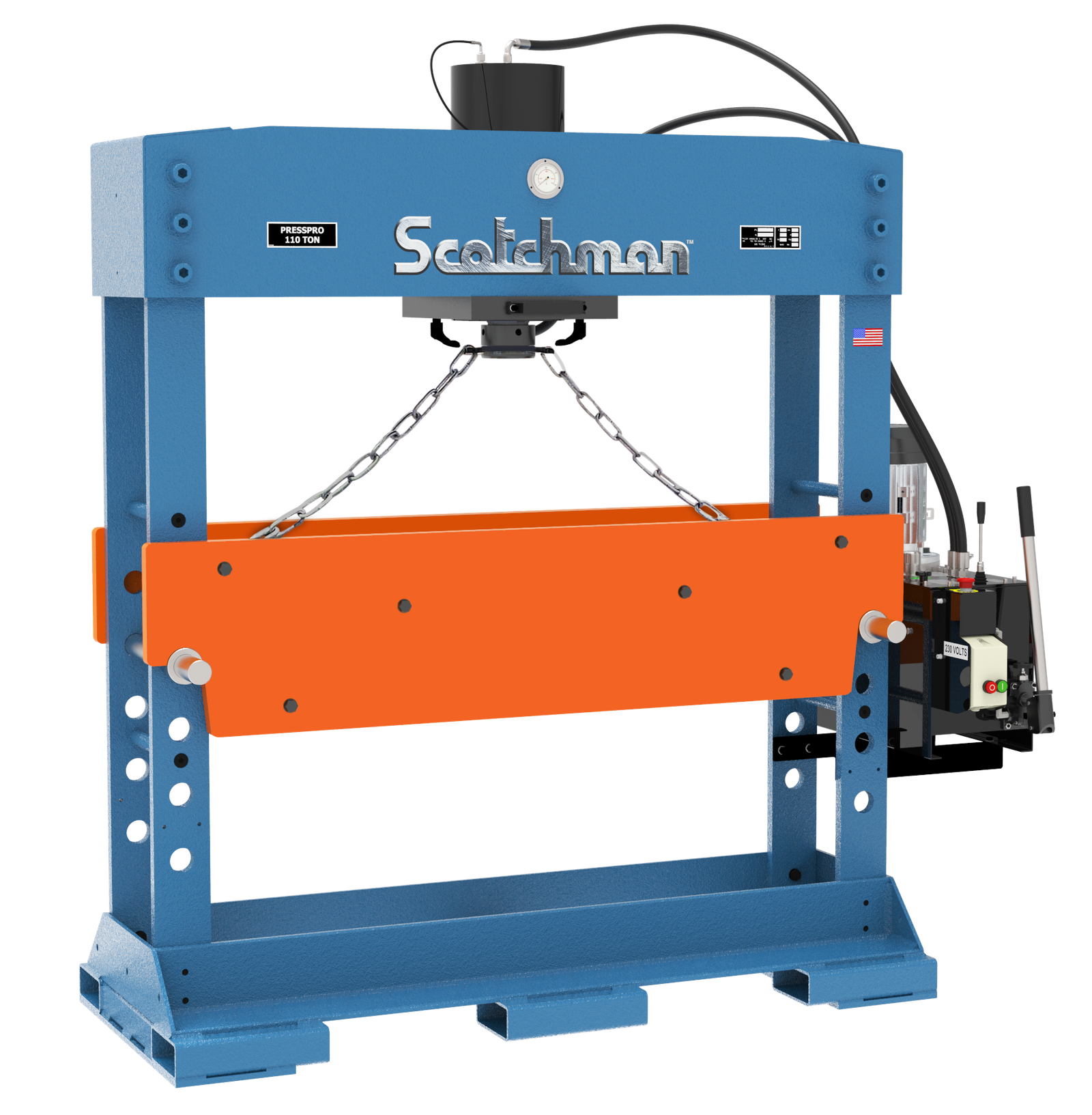 Scotchman20PressPro20110W20-20wide20frame20-20USA20MADE_no-V-Blocks_0 Scotchman PressPro Wide 460V Three Phase 110 Ton Hydraulic Press 851114 - Image 1