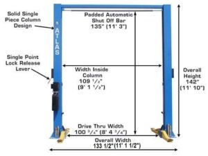 Atlas® 9OHSC-SS Symmetric 2 Post Lift 9,000 lbs - Image 8