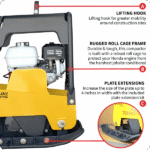 Reversible Plate Compactor – Honda GX200 – 6.5 HP – 7,000 lbs/ft_ W/ Free Vibration Impact Ironclad Gloves - Image 8