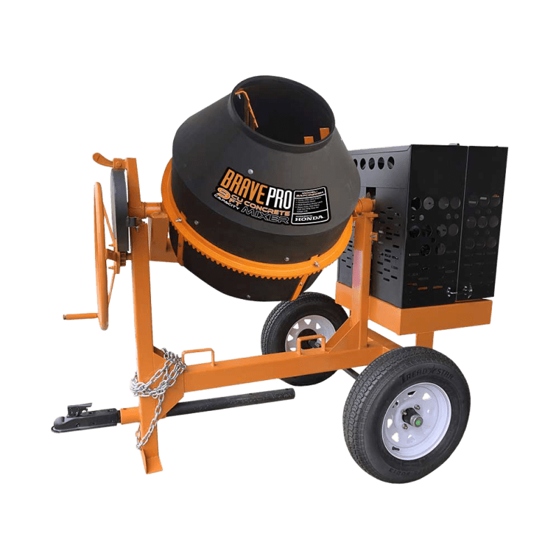concrete-mixer-wheelbarrow-brave-brpcm209h.png 9 Cu Ft Concrete Mixer | Brave | Poly Drum | Honda Gas | Towable - Image 1