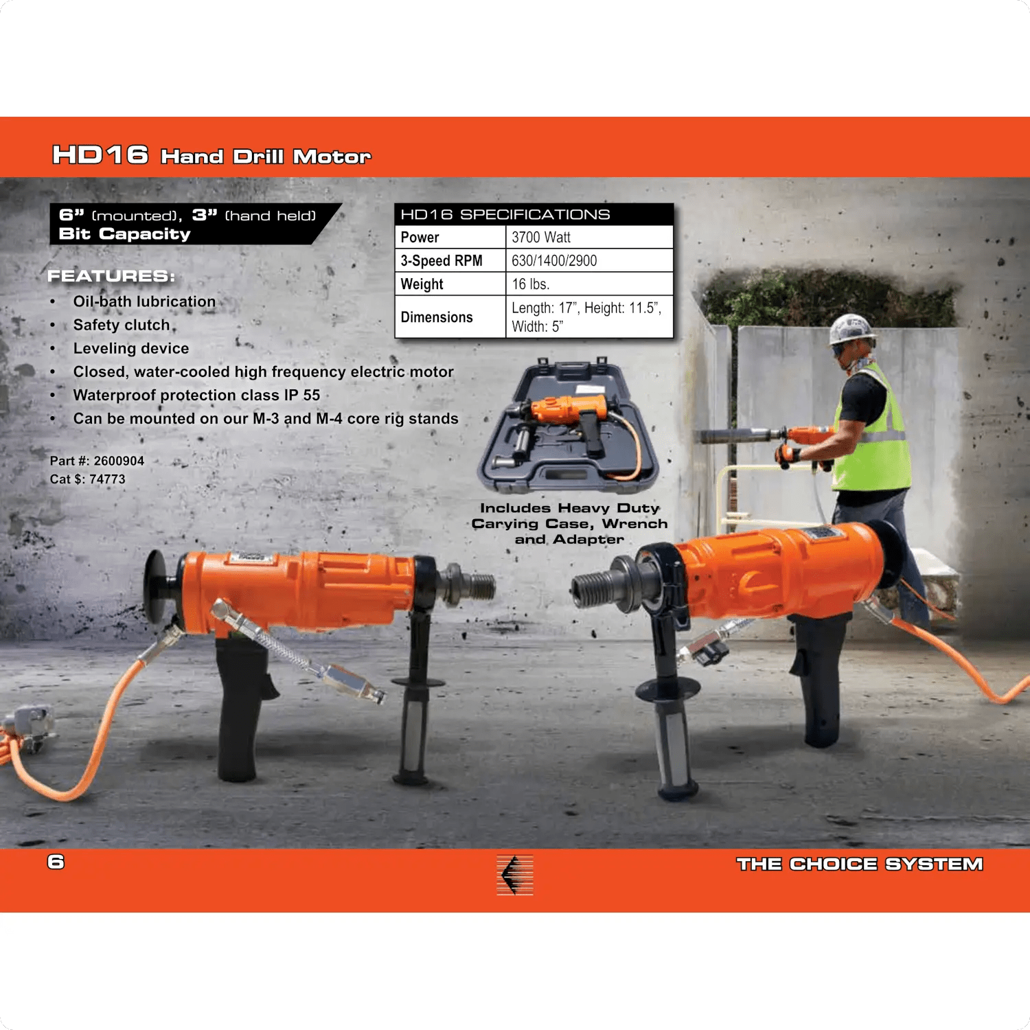 diamond-core-drilling-machine-weka-HD16.png Core Bore Drill 3″-6″ – 16AMP|1PH – Hand-Held - Image 1