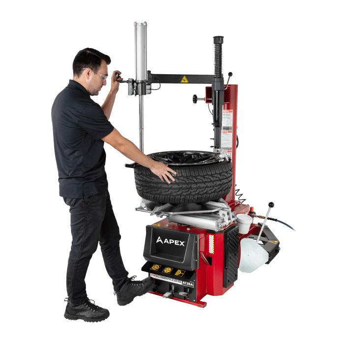 e8dfb168-d425-4150-8184-03c1b89a4ee3_apex-at26a-professional-tire-changer-swing-arm-5140350-1.png APEX AT26A Swing-Arm Tire Changer with Assist Tower - Image 1