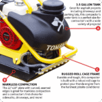 5.5 HP Honda Vibratory Plate Compactor for Asphalt Aggregate Soil Compaction W/ Free Vibration Impact Ironclad Gloves - Image 9